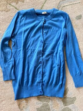 J. Crew Bright Blue Crewneck Button Jackie Cardigan